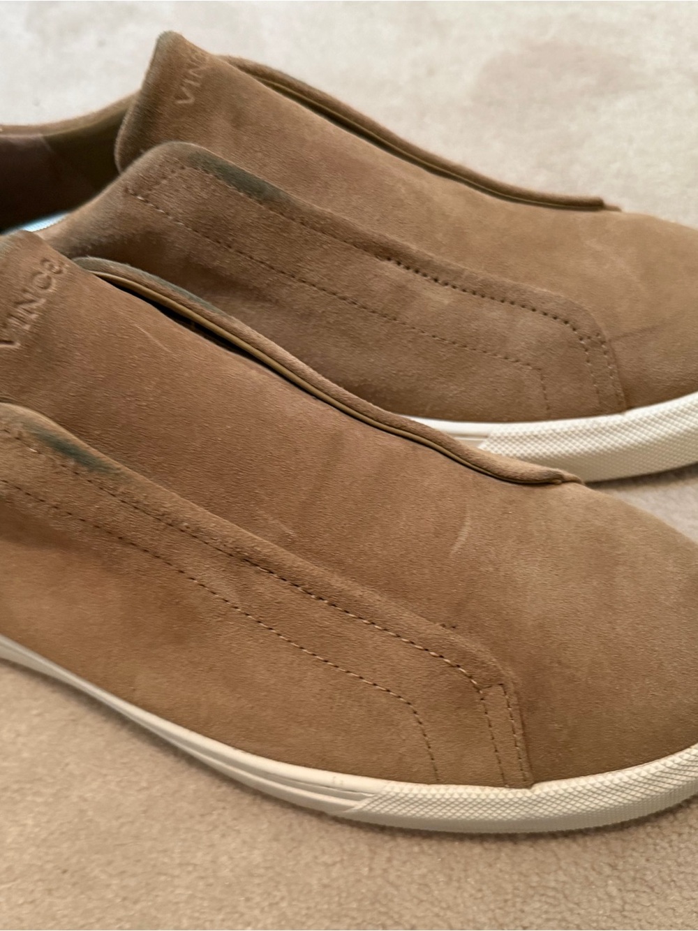 Vince Tan Suede Slip-On Sneakers